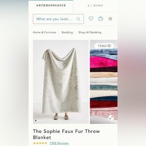 Anthropologie Sophie faux fur blanket in light grey